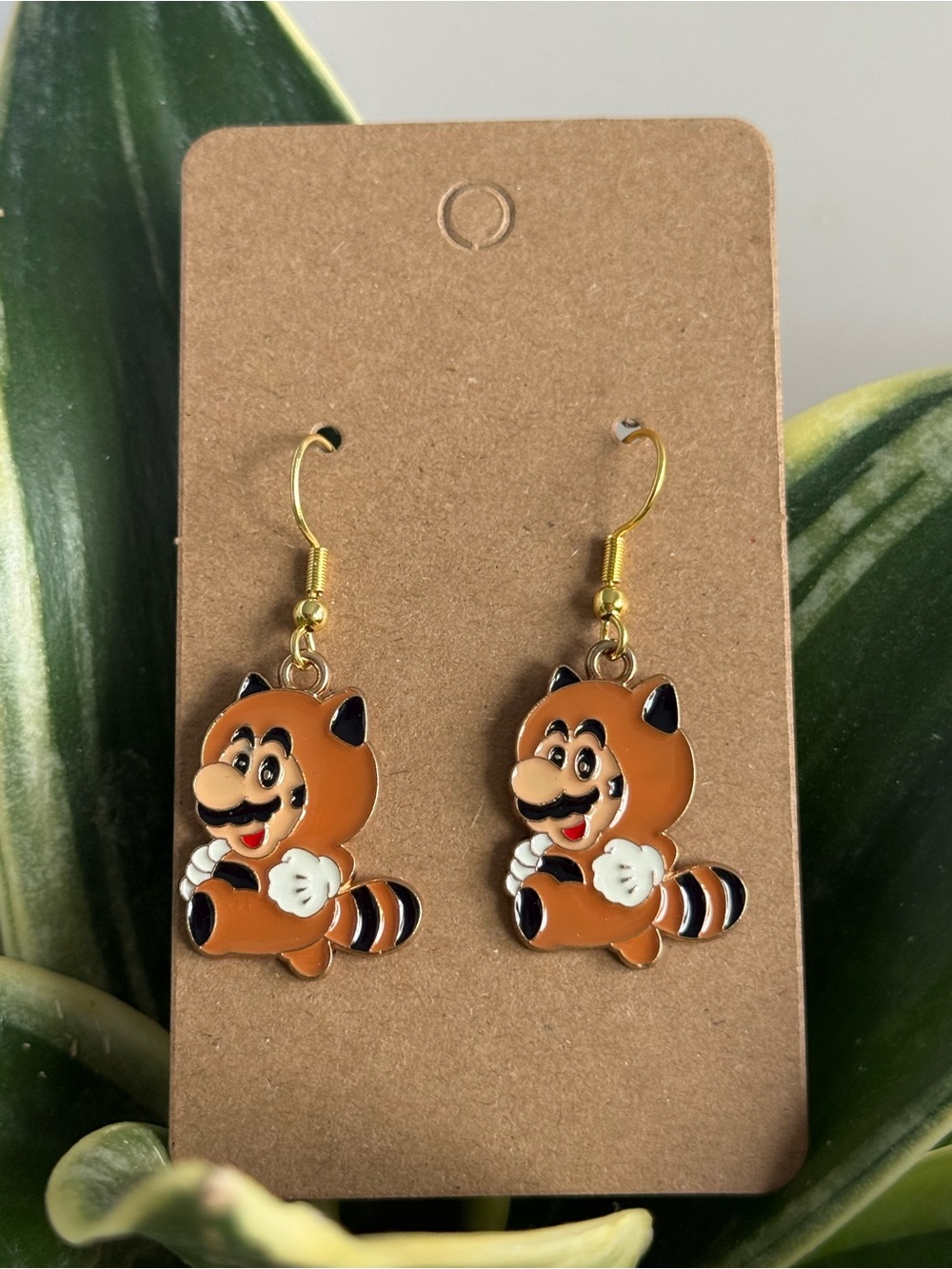 Super Mario or Luigi Dressed as Raccoon Earrings